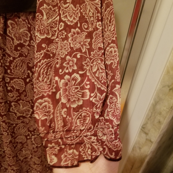 NWT size S, Zara dark red floral printed belted dress - Picture 5 of 9